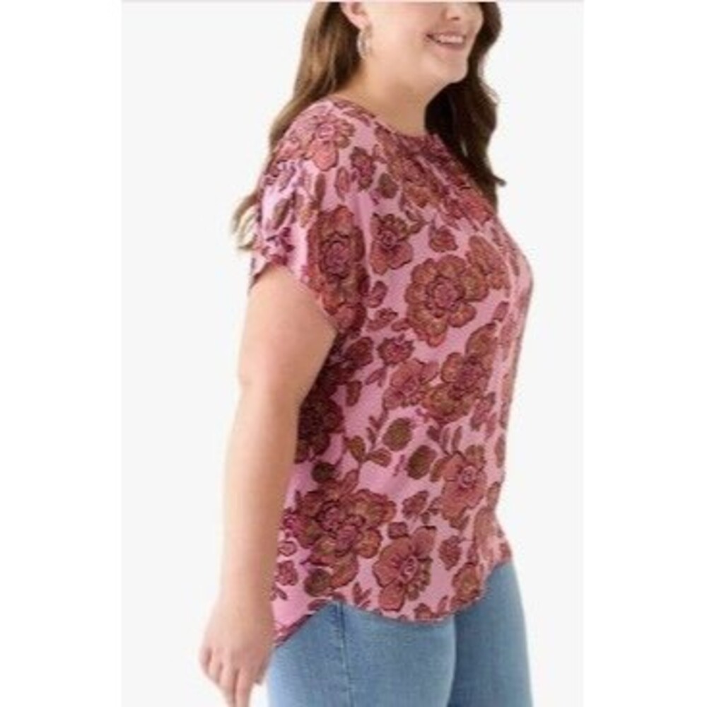 Premise Sz 2X EUC Short Sleeve Knit to Woven Top - Picture 3 of 8